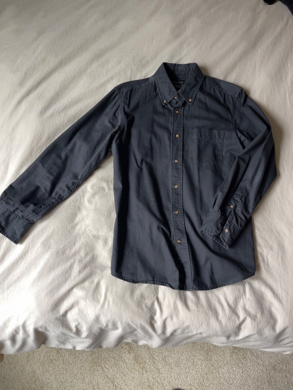 Covington Men Oxford button down collar long sleeve shirt, black, Small